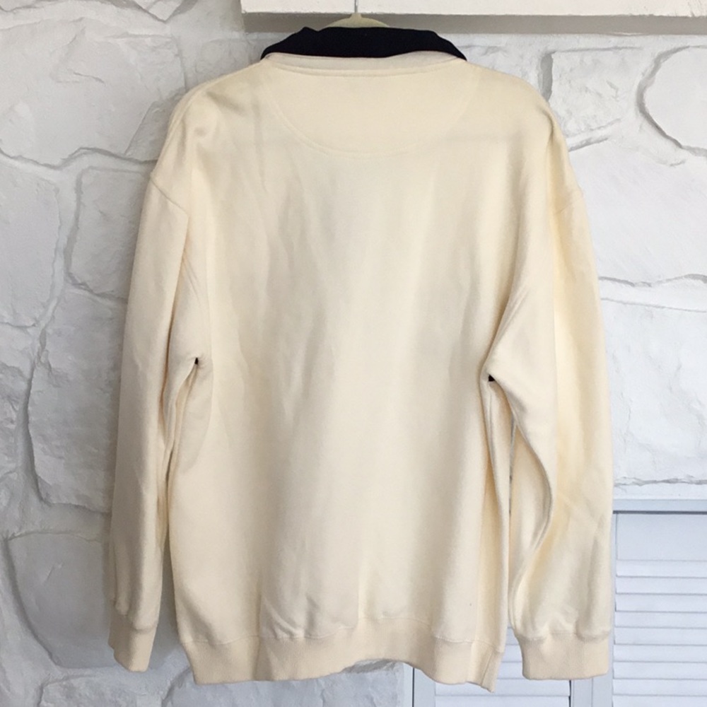 NWT Trader Bay Cream & Navy Collar Medium Sweater - Picture 5 of 8